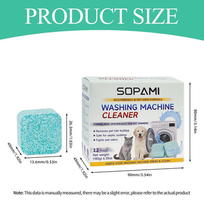SOPAMI Eco-Friendly Washing Machine Cleaner Fights Pet Odors & Hair Build-Up for Fresh Clean Machines