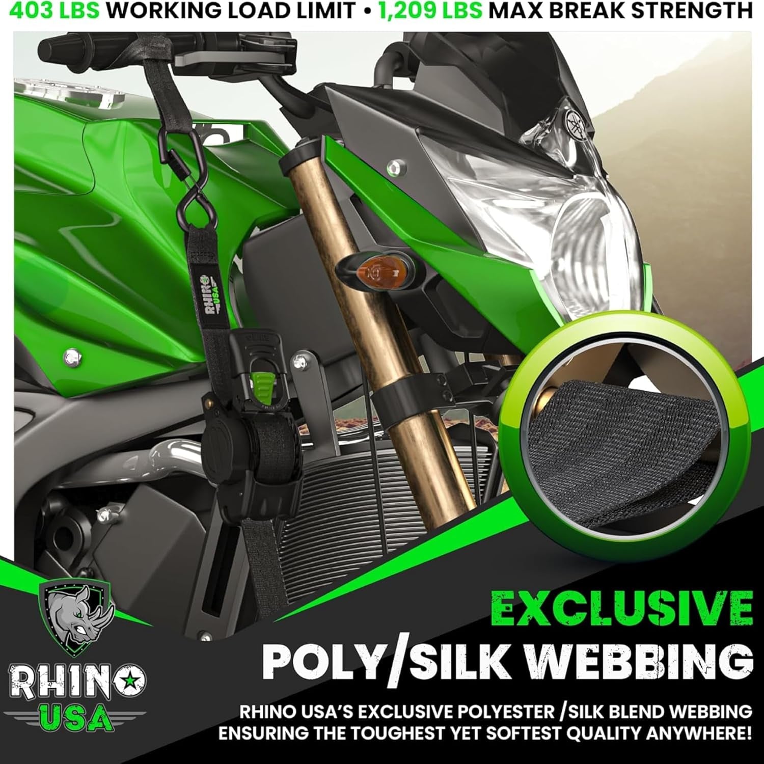 Retractable Ratchet Straps (4-Pack) - 1 Inch X 10 Feet (1,209Lb Break Strength) - Auto Self Retracting Tie down Straps for Truck, Cargo Trailer, Motorcycle, ATV, UTV - Black