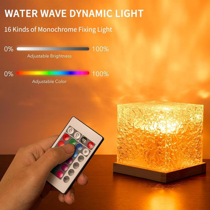 Ocean Wave Projector Light, 16-Color Luminorthe Cube Lamp & App Remote, 3D Holographic Water Ripple Romantic Ambient Lighting for Child'S Room, Meditation Relaxation, Night Light