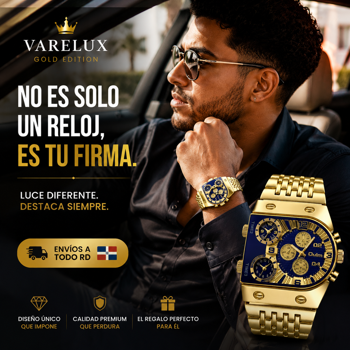 Oulm 9315 – Reloj de Lujo para Hombre Dorado