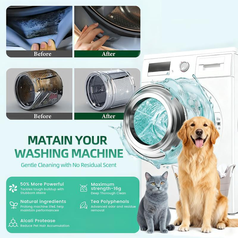 SOPAMI Eco-Friendly Washing Machine Cleaner Fights Pet Odors & Hair Build-Up for Fresh Clean Machines