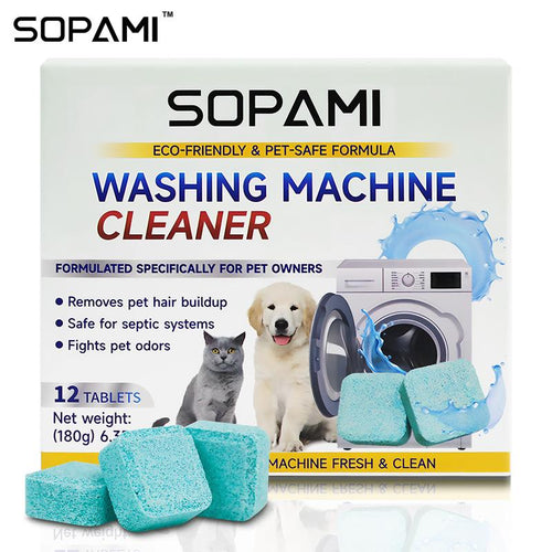 SOPAMI Eco-Friendly Washing Machine Cleaner Fights Pet Odors & Hair Build-Up for Fresh Clean Machines